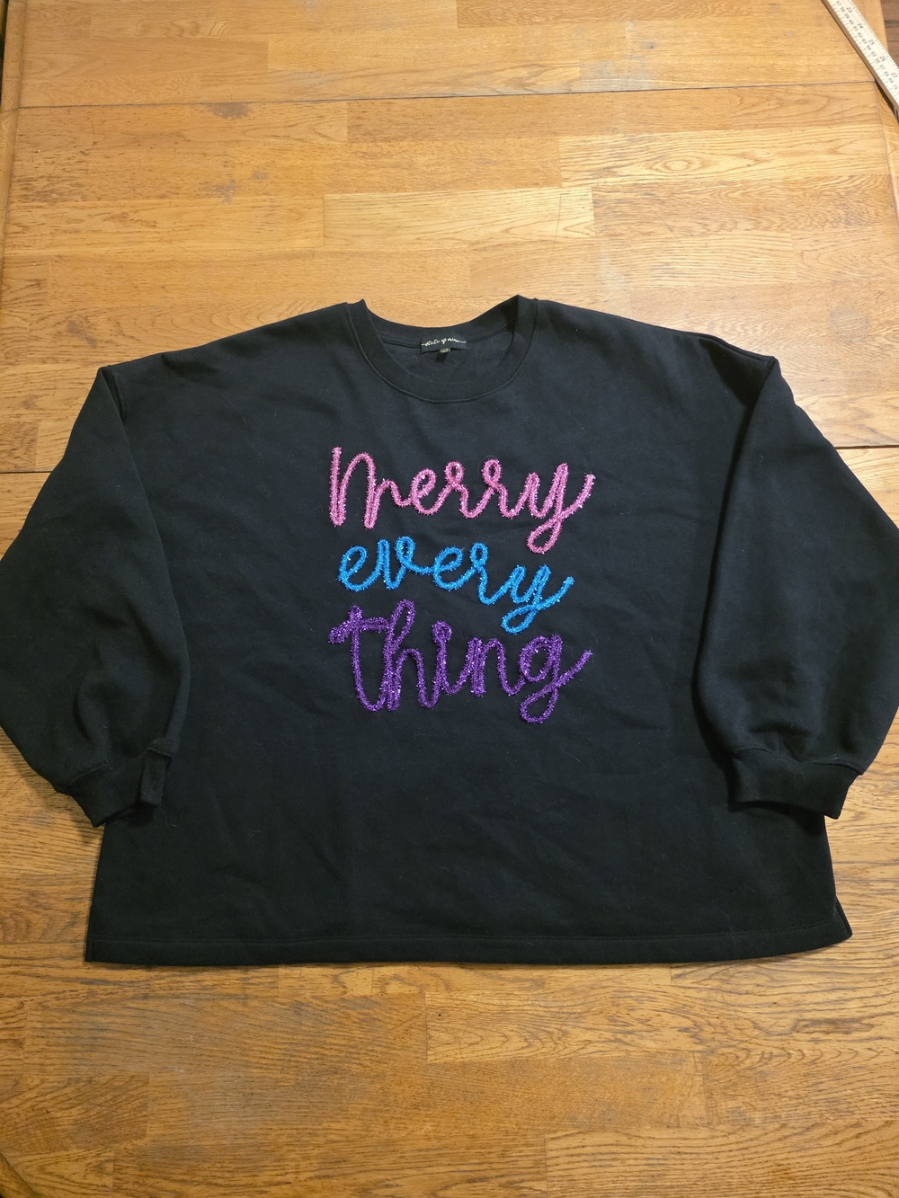 Stae Of Mine Holiday Christmas Glittery Black Long Sleeve Sweatshirt